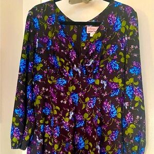 Micheline Pitt For Unique Vintage 1950s Style Floral & Origami Print Swing Dress